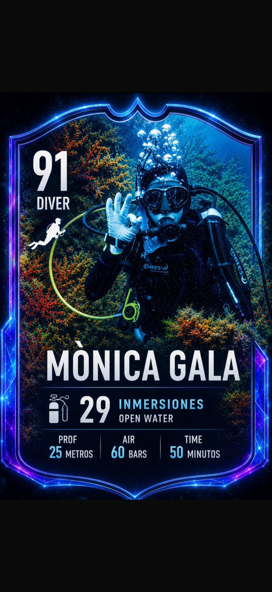 Carta de buceo de Mònica Gala
