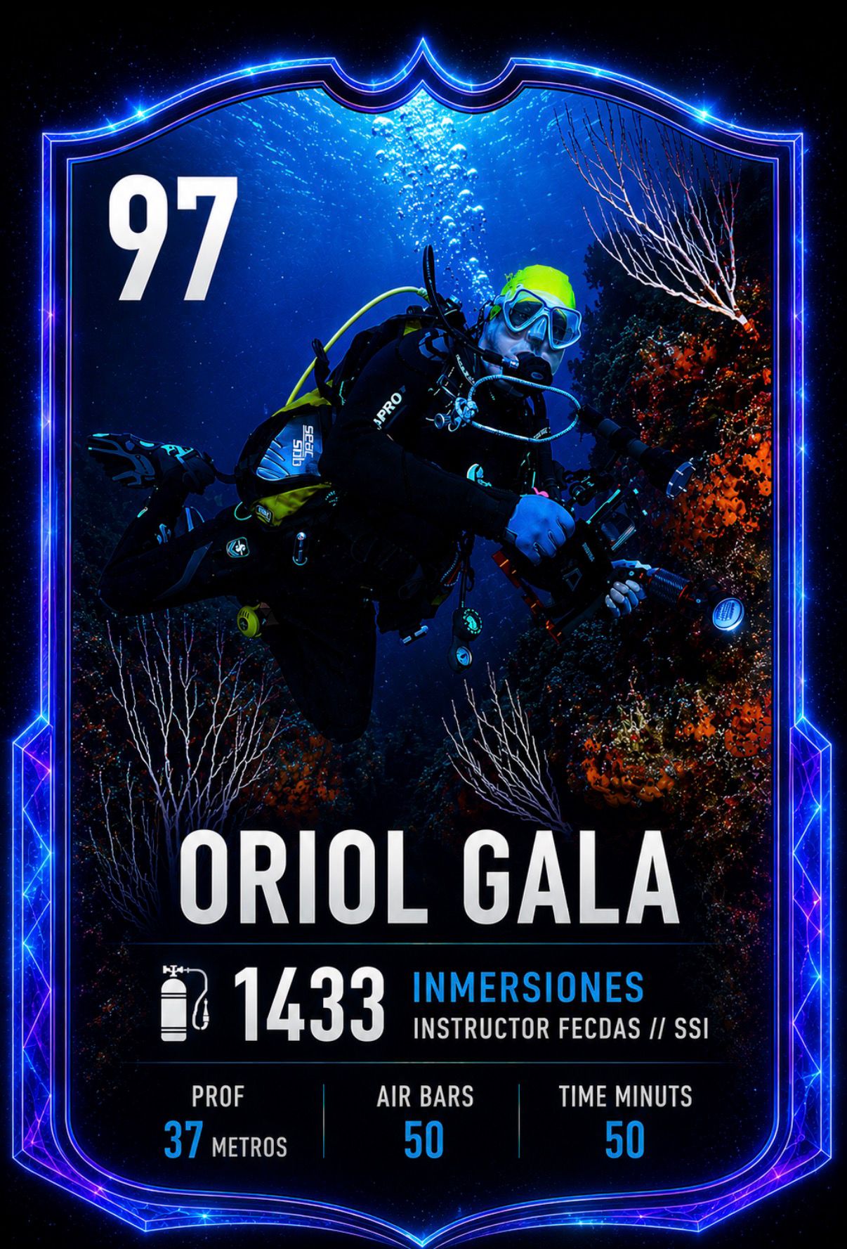 Carta de buceo de Oriol Gala